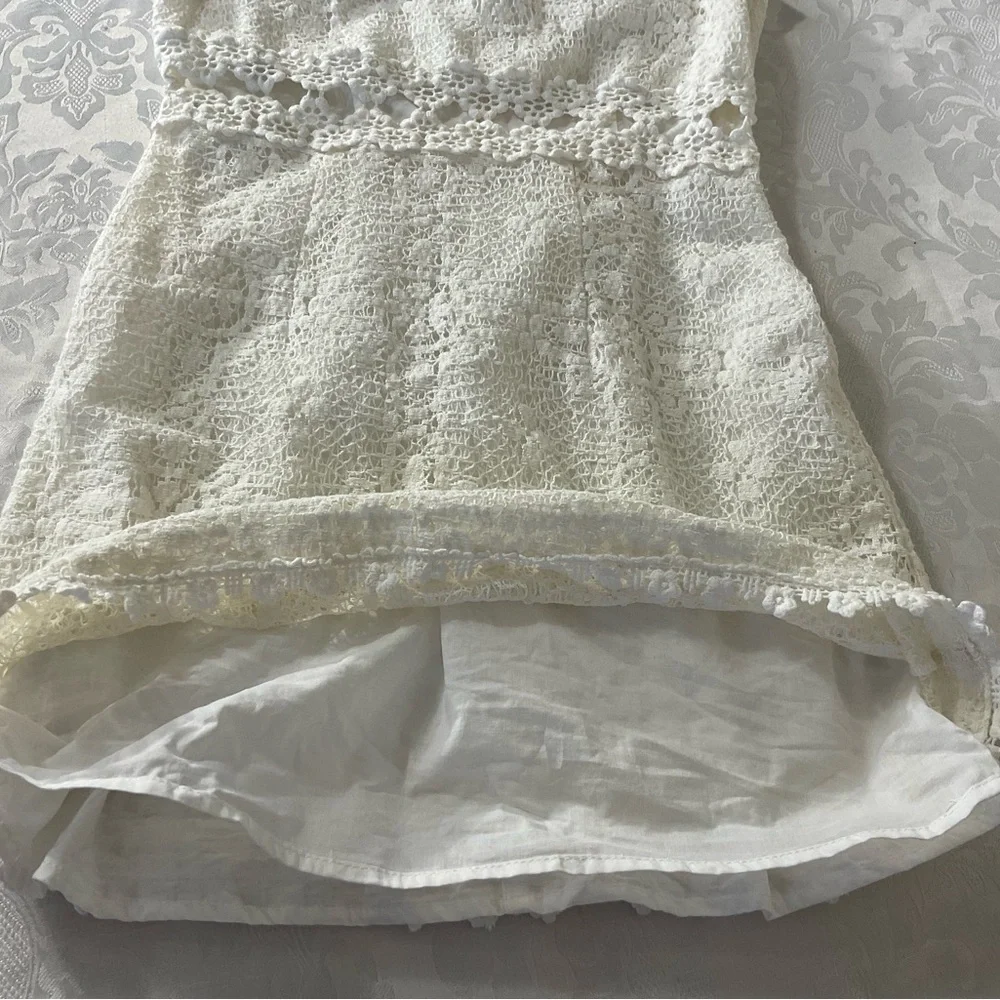 TopShop white sleeveless eyelet Lace Sleeveless short dress Women Size 4 - Picture 7 of 9